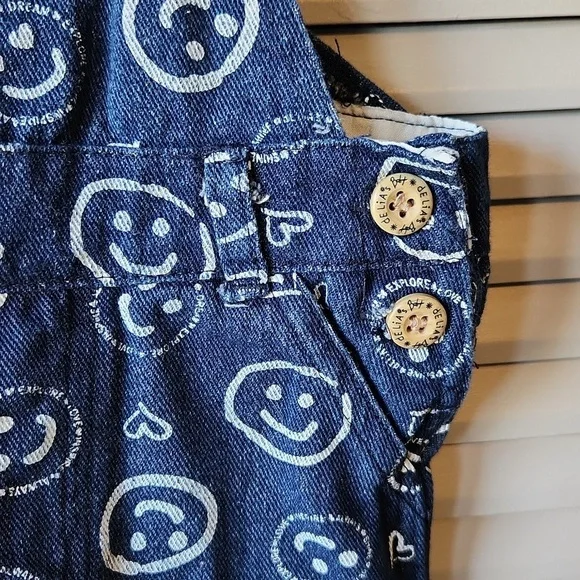 Delia's Baby Smiley Face Denim Overalls - Picture 6 of 12